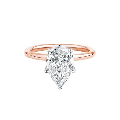 Lab Grown Diamond Pear-Shaped Solitaire Engagement Ring in 14k Rose Gold (3 ct.)
