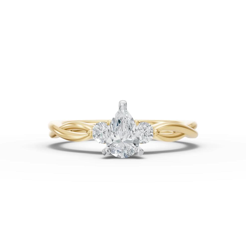 Lab Grown Diamond Pear-Shaped Center Promise Ring in 10K Yellow Gold (1/2 ct. tw.) – Image 1 of 4