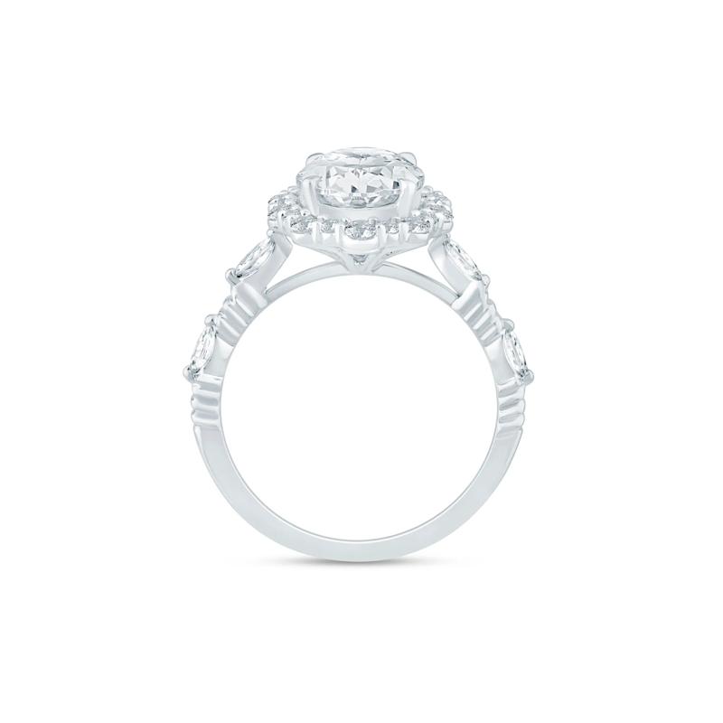 Lab Grown Diamond Oval Halo Engagement Ring in 14K White and Yellow Gold &#40;3 1/2 ct. tw.&#41; – Image 2 of 3