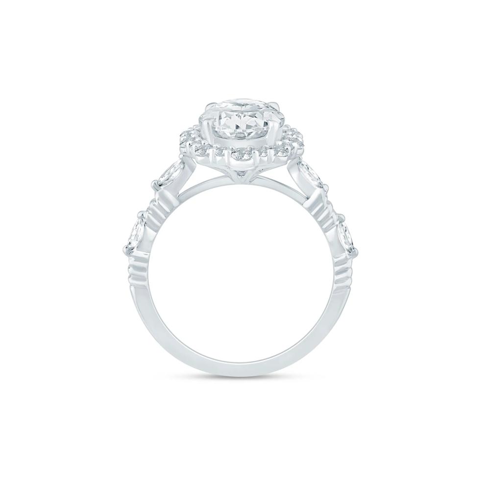 Lab Grown Diamond Oval Halo Engagement Ring in 14K White and Yellow Gold (3 1/2 ct. tw.) – Image 2 of 3