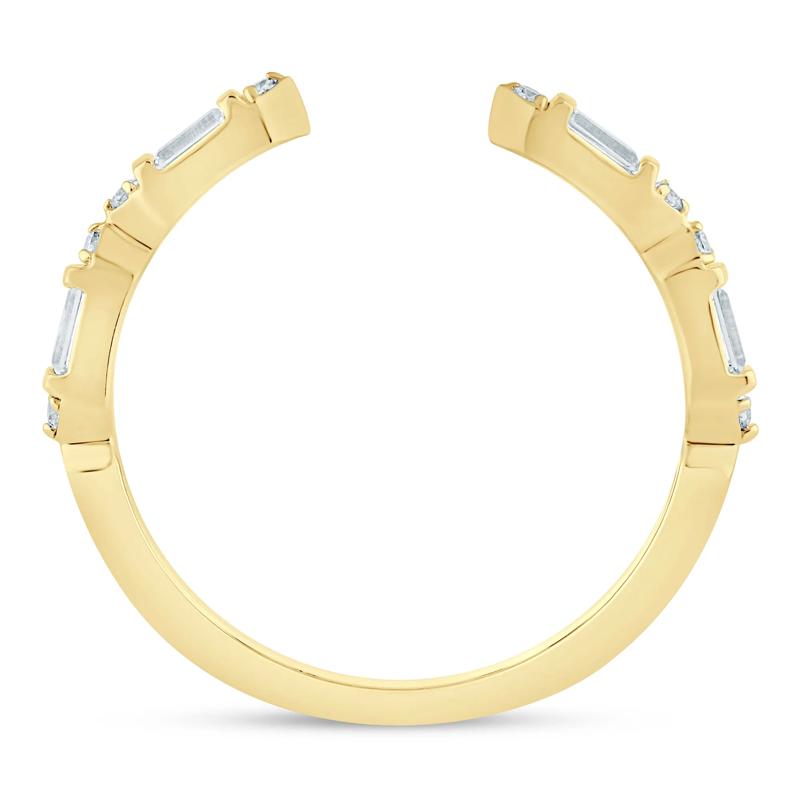 Lab Grown Diamond Baguette and Round Open Band in 14K Yellow Gold &#40;1/7 ct. tw.&#41; – Image 2 of 3
