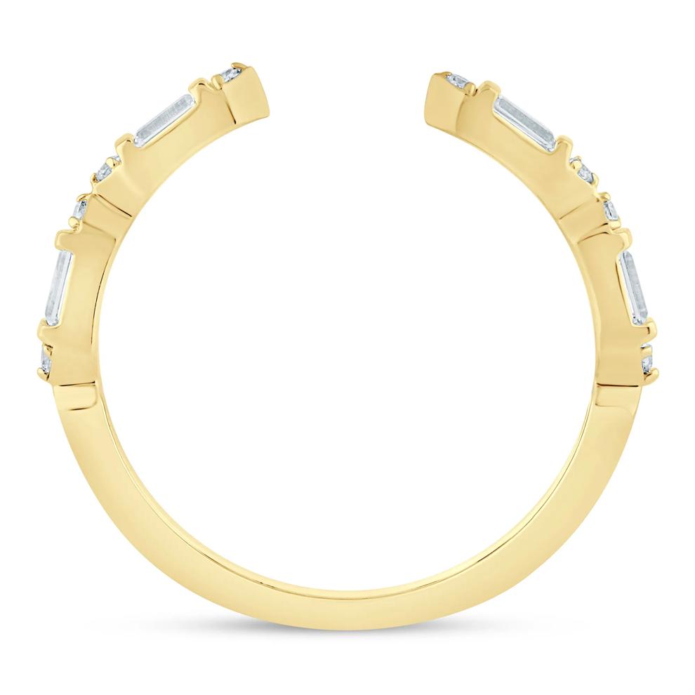 Lab Grown Diamond Baguette and Round Open Band in 14K Yellow Gold (1/7 ct. tw.) – Image 2 of 3