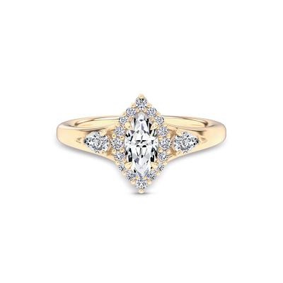 Diamond Marquise Center Halo Engagement Ring in 14K Yellow Gold (7/8 ct. tw.)