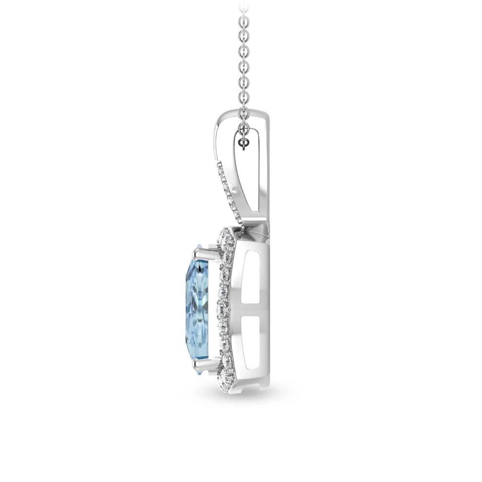 Aquamarine &amp; Diamond Pendant in 10K White Gold (1/5 ct. tw.) – Image 2 of 2