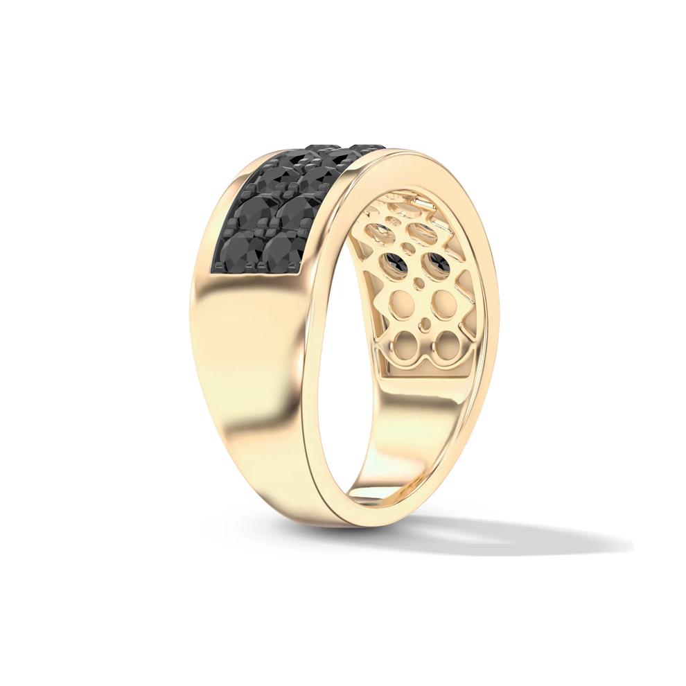 Men's Black Diamond Double Row Ring in 10K Yellow Gold (2 ct. tw.) – Image 3 of 4
