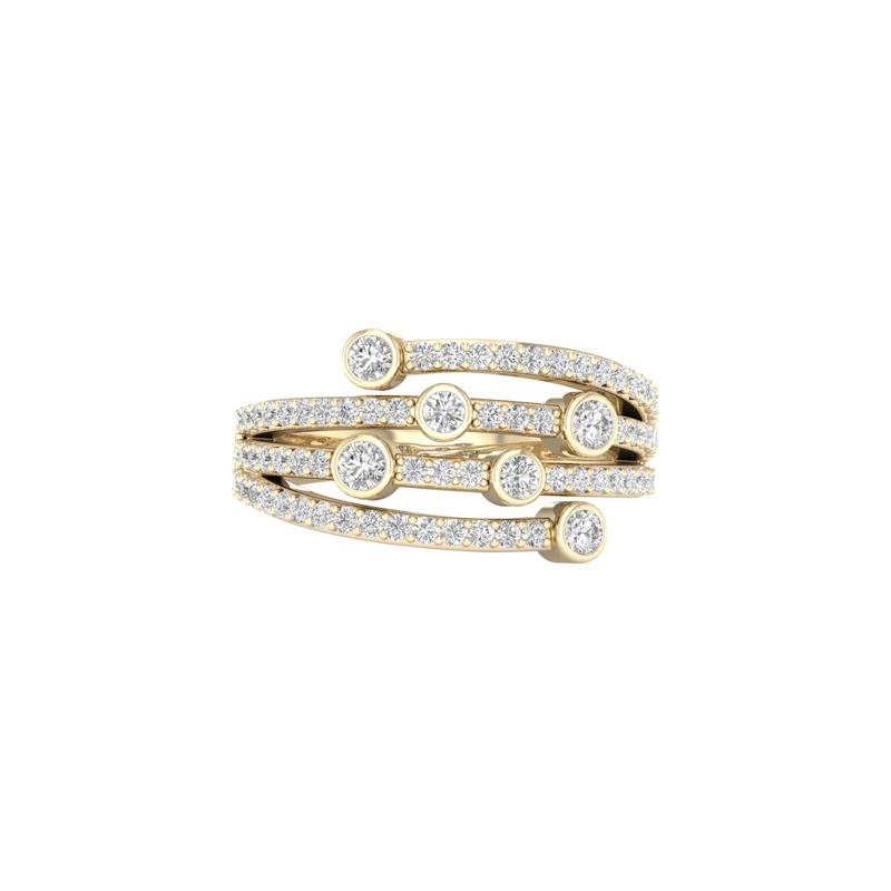 Diamond Bezel Wrap Ring in 10K Yellow Gold &#40;3/4 ct. tw.&#41; – Image 1 of 3