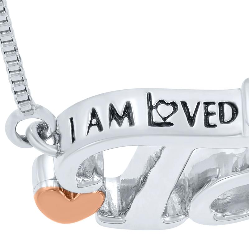 Diamond Accent Taurus Zodiac Pendant in Sterling Silver and 14K Rose Gold  – Image 3 of 4