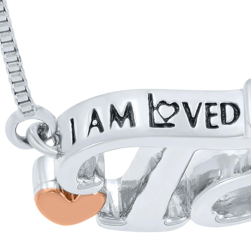 Diamond Accent Taurus Zodiac Pendant in Sterling Silver and 14K Rose Gold  – Image 3 of 4