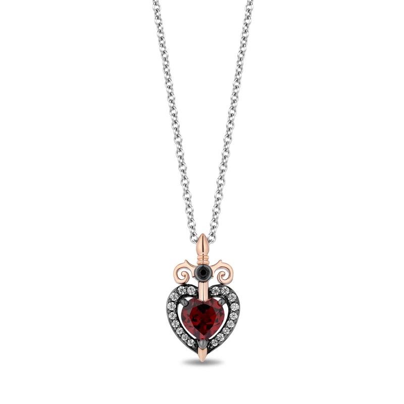 Evil Queen Diamond and Garnet Pendant in Sterling Silver and 10K Rose Gold &#40;1/6 ct. tw.&#41; – Image 1 of 1