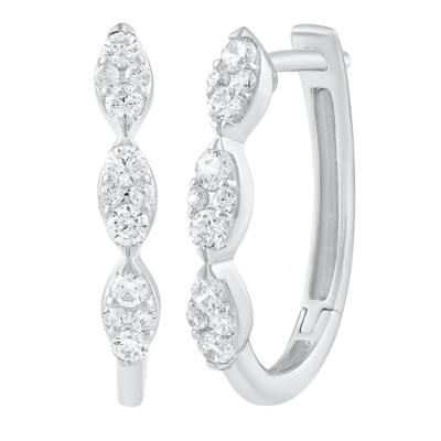 Diamond Cluster Hoop Earrings in Sterling Silver (3/8 ct. tw.)