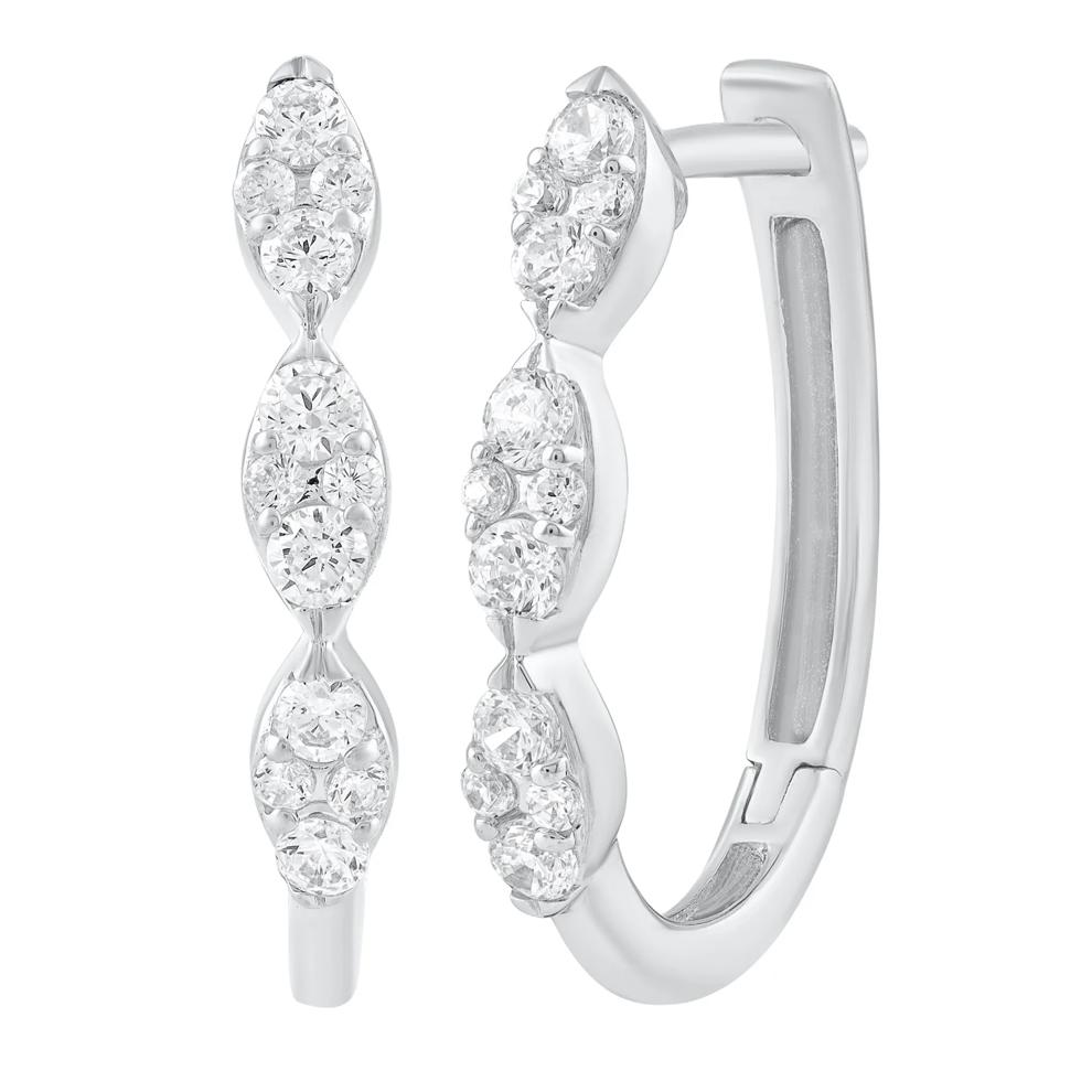 Diamond Cluster Hoop Earrings in Sterling Silver (3/8 ct. tw.) – Image 1 of 1