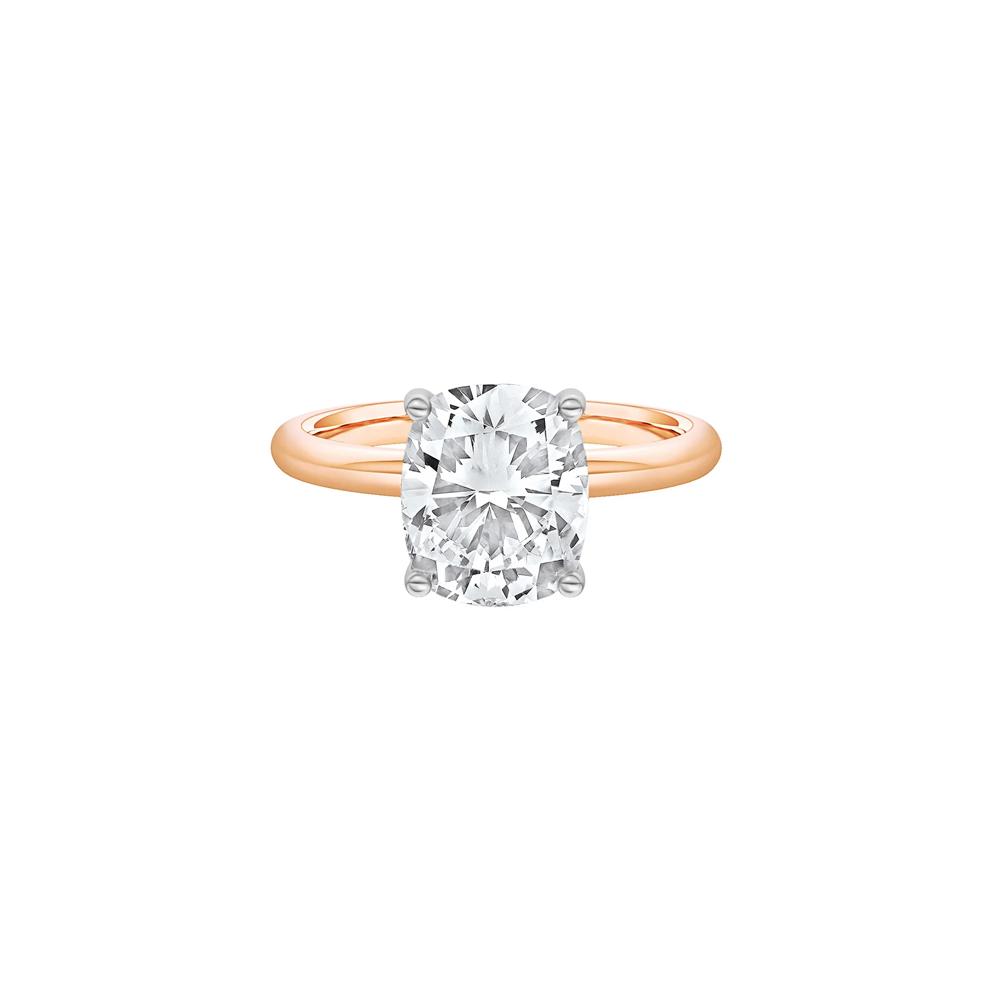 Lab Grown Diamond Elongated Cushion Solitaire Engagement Ring in 14K Rose and White Gold (3 ct.) – Image 1 of 4