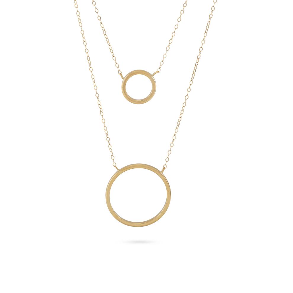Double Circle Layered Necklace in 14K Yellow Gold – Image 1 of 4