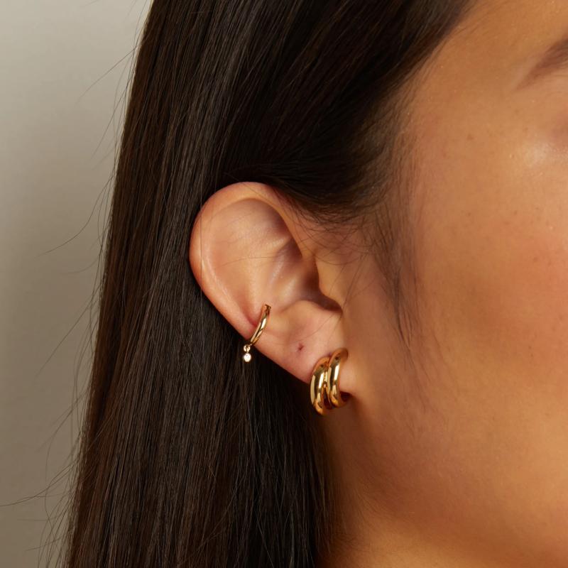 Double Row J-Hoops in Vermeil – Image 3 of 3