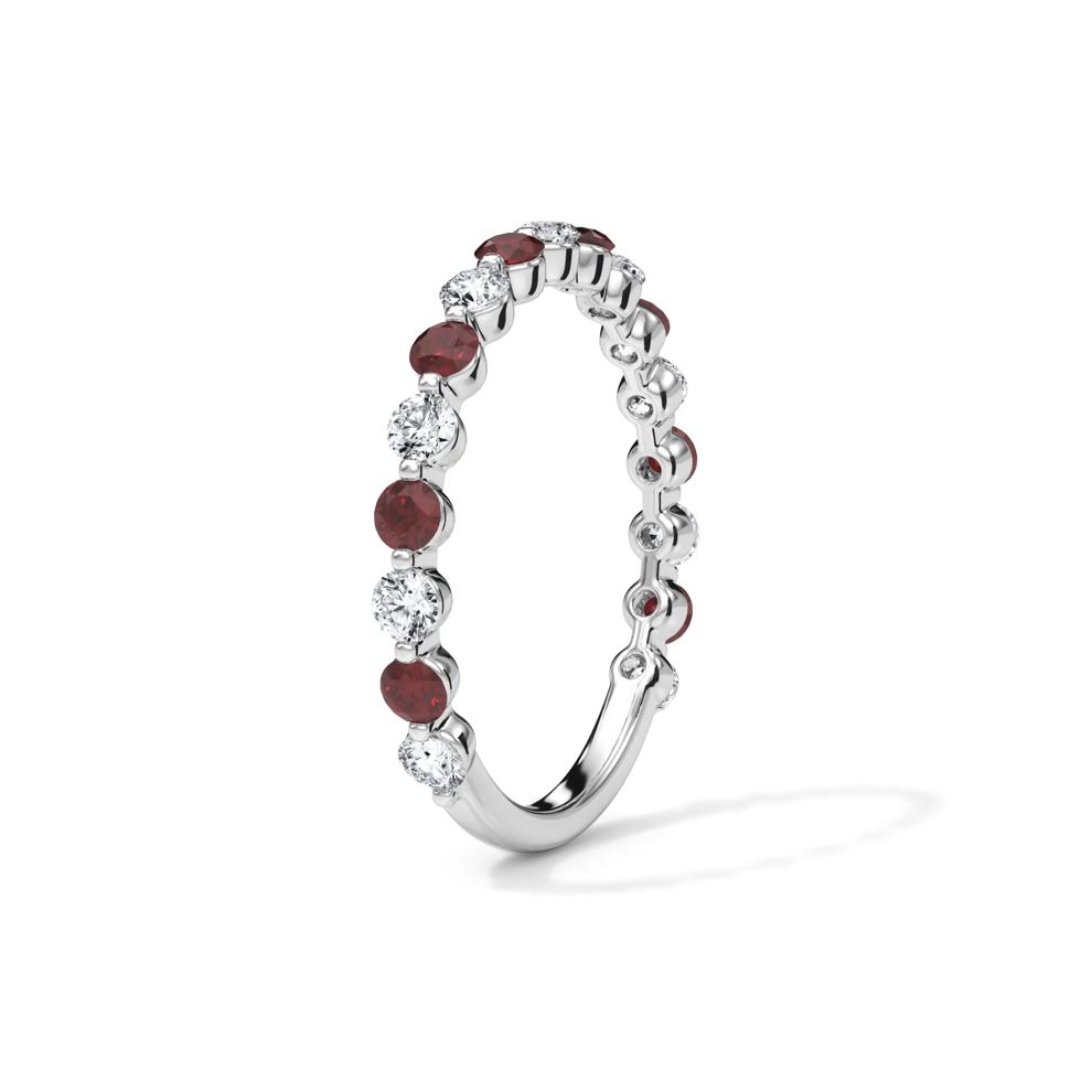 Lab Grown Diamond  &amp; Lab-Created Ruby Half Eternity Anniversary Band in 14K White Gold (1/3 ct. tw.) – Image 3 of 4