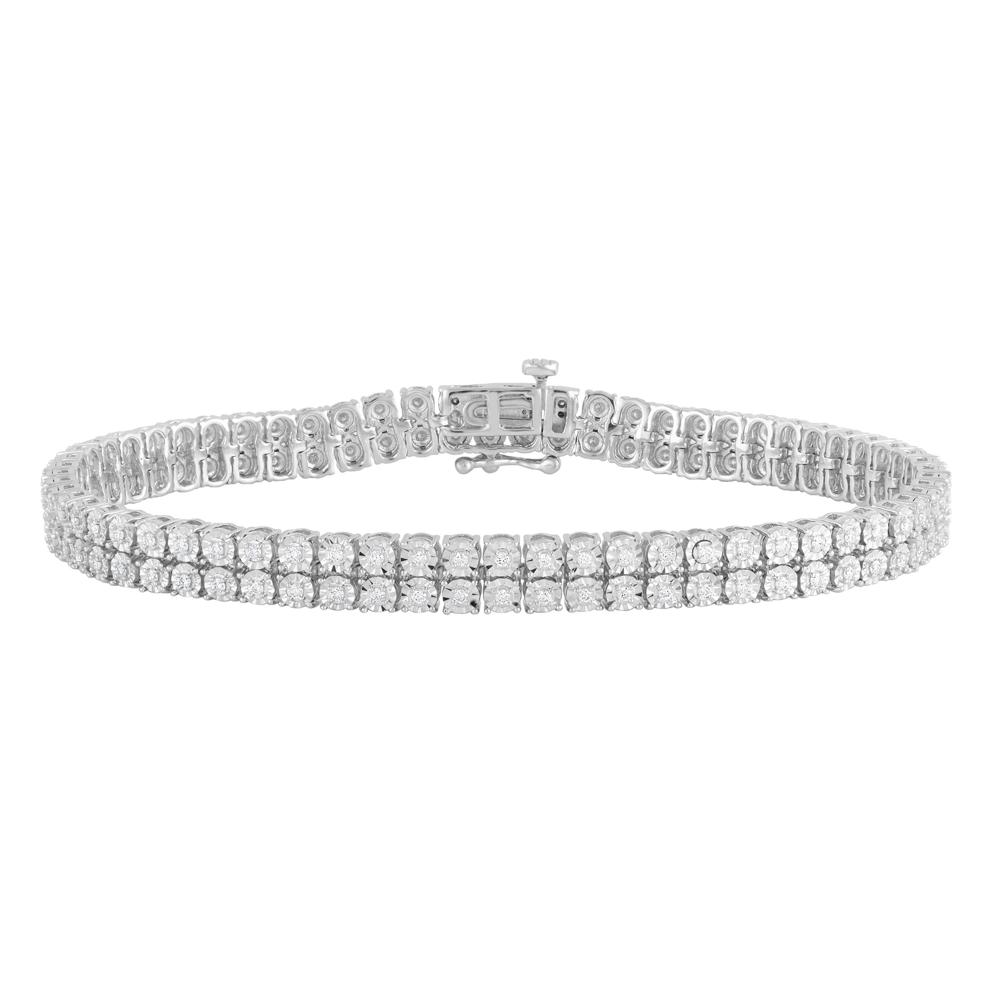 Diamond Two-Row Tennis Bracelet in Sterling Silver, 8.25" (1 ct. tw.) – Image 1 of 2