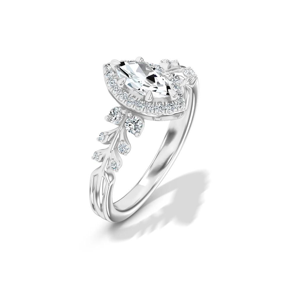 Diamond Marquise Center Halo Engagement Ring in 14K White Gold (3/4 ct. tw.) – Image 4 of 4