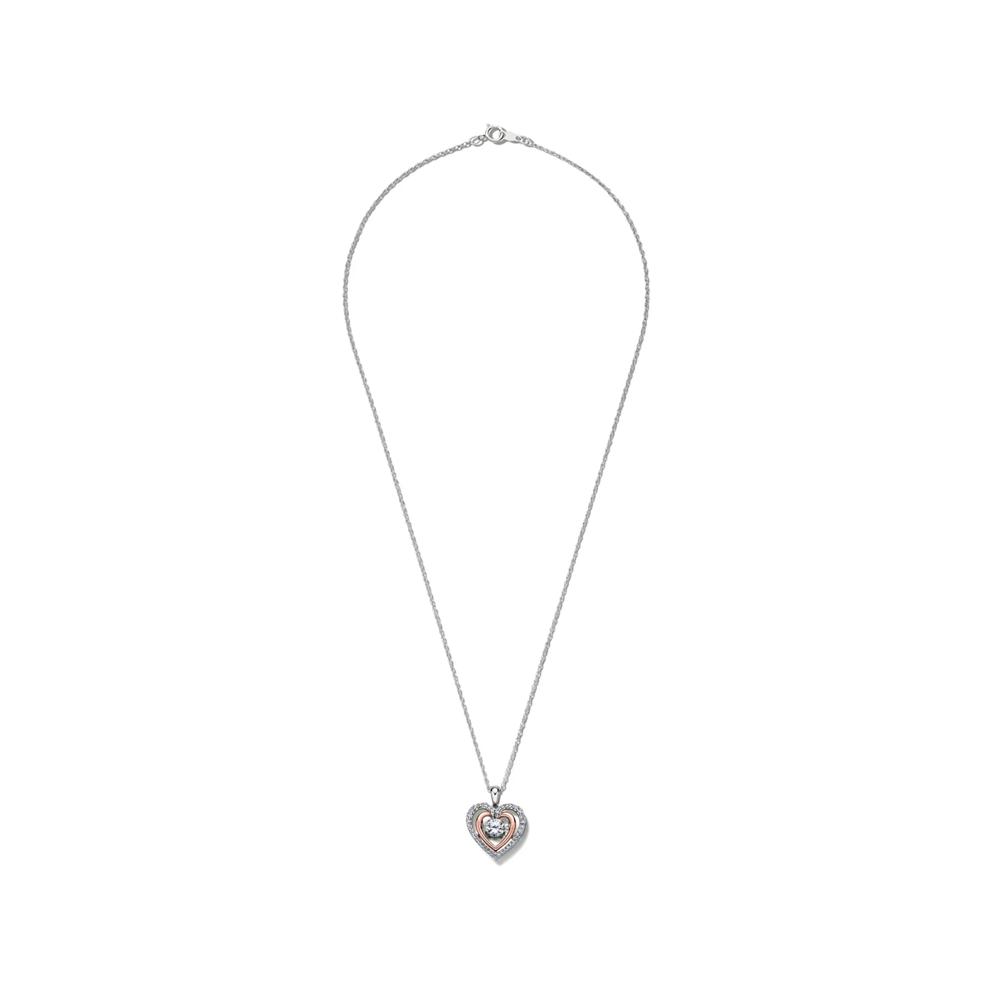 Lab Created White Sapphire Heart Pendant in Sterling Silver – Image 2 of 4