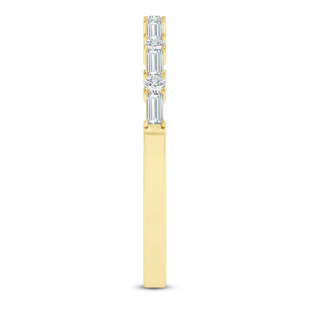 Lab Grown Diamond Baguette and Round Band in 10K Yellow Gold (1/4 ct. tw.) – Image 3 of 3