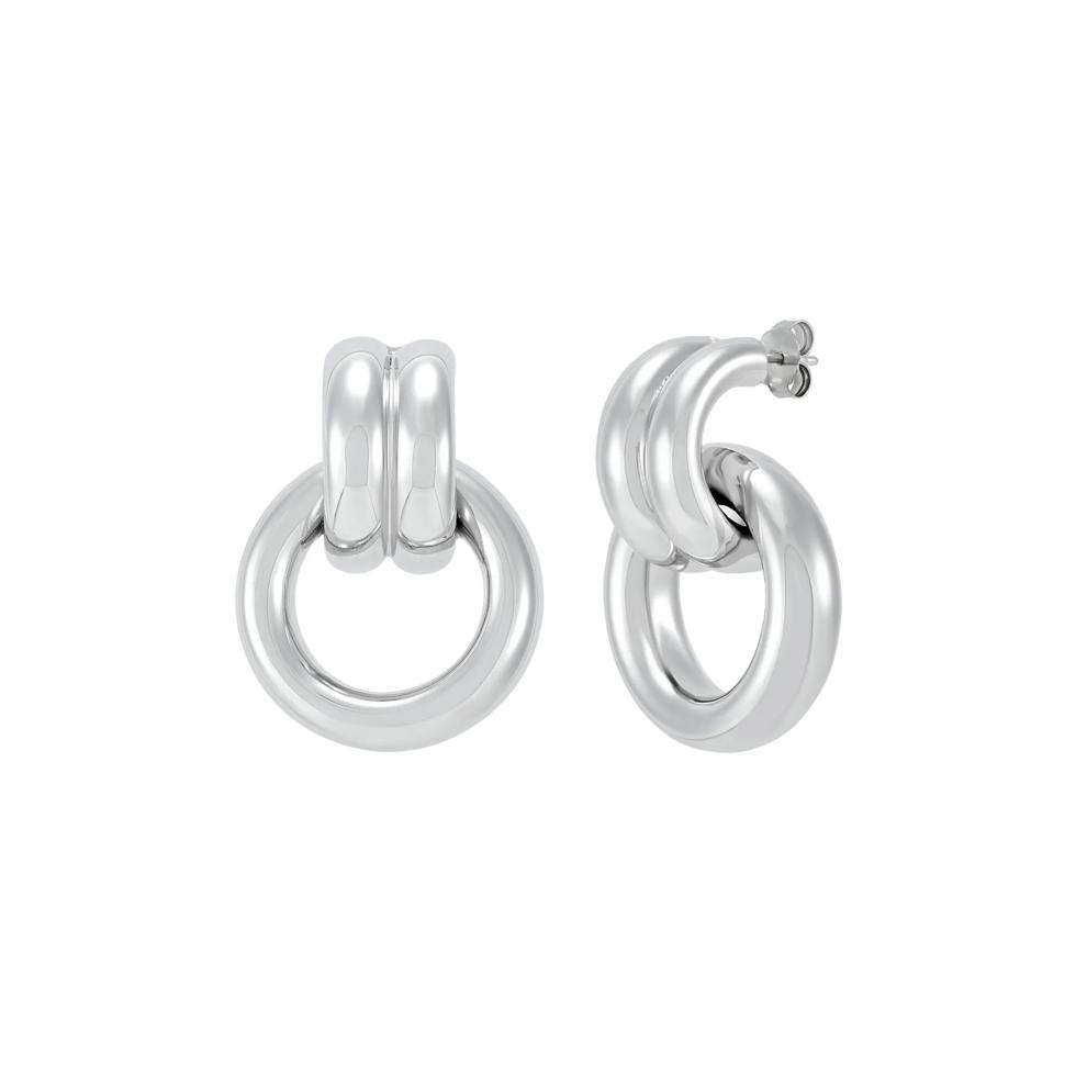 Polished Door-Knocker Drop Earrings in Sterling Silver – Image 1 of 2