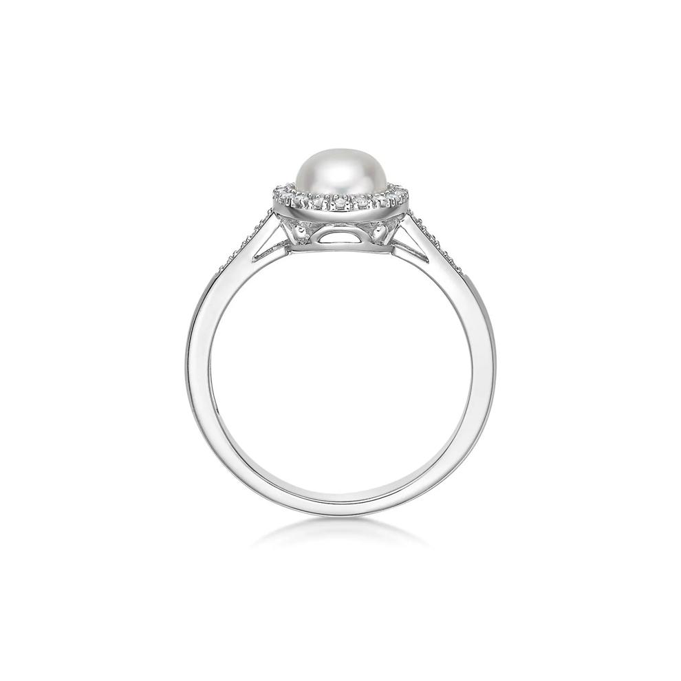 Freshwater Cultured Pearl &amp; 1/8 ct. tw. Diamond Ring in Sterling Silver  – Image 2 of 3