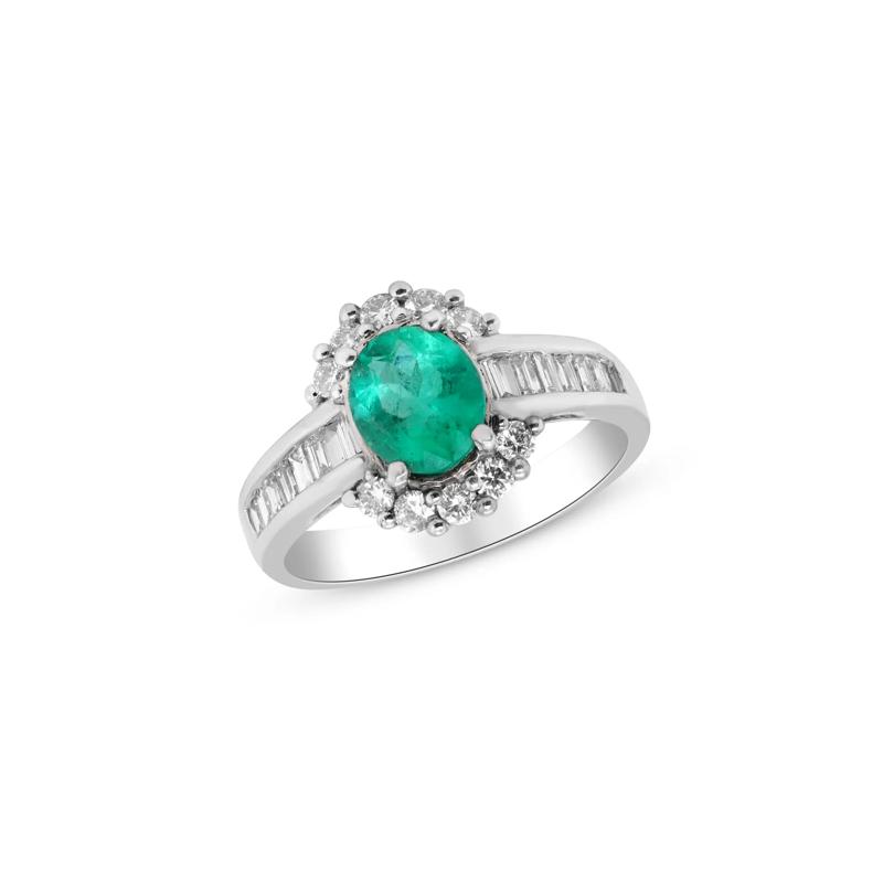 Emerald and Diamond Oval Halo Ring in 14K White Gold &#40;5/8 ct. tw.&#41; – Image 4 of 4