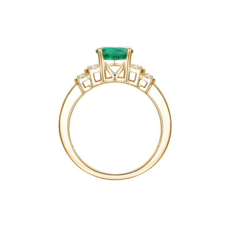 Emerald and Diamond Ring in 14K Yellow Gold &#40;1/5 ct. tw.&#41; – Image 2 of 3