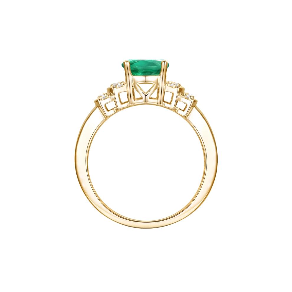Emerald and Diamond Ring in 14K Yellow Gold (1/5 ct. tw.) – Image 2 of 3