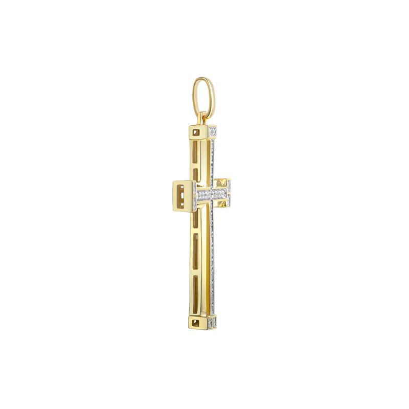 Men&#39;s 1/2 ct. tw. Diamond Cross Charm in 10K Yellow Gold – Image 2 of 4