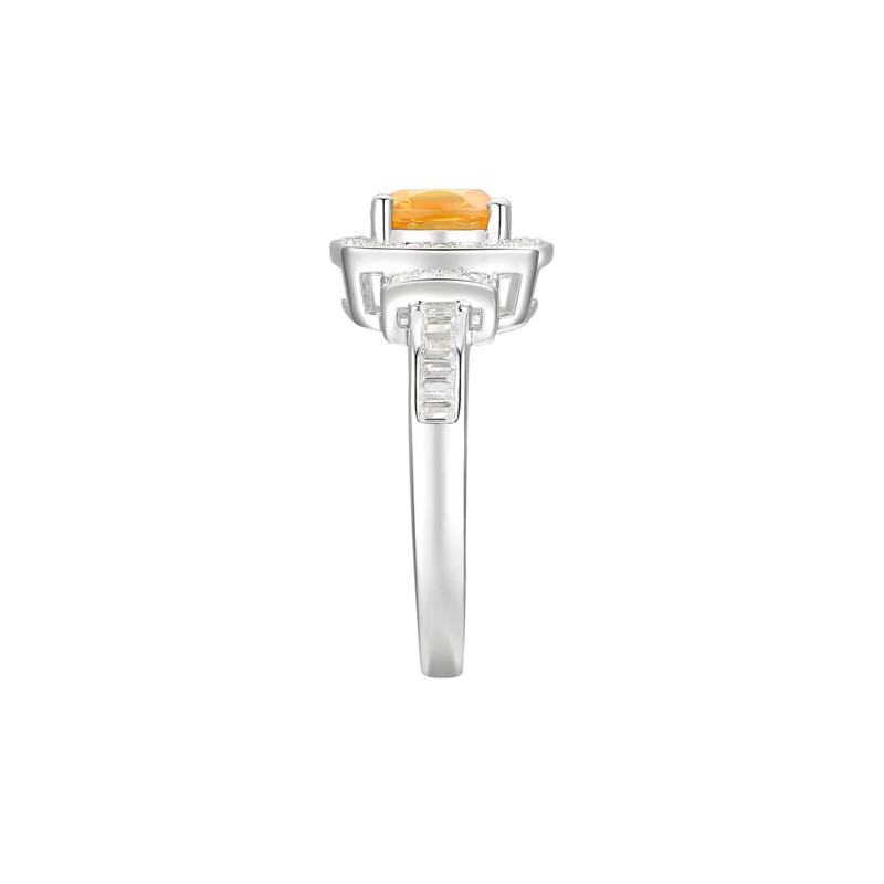 Cushion-Cut Citrine &amp; Lab Created White Sapphire Earring, Pendant &amp; Ring Set in Sterling Silver – Image 4 of 9