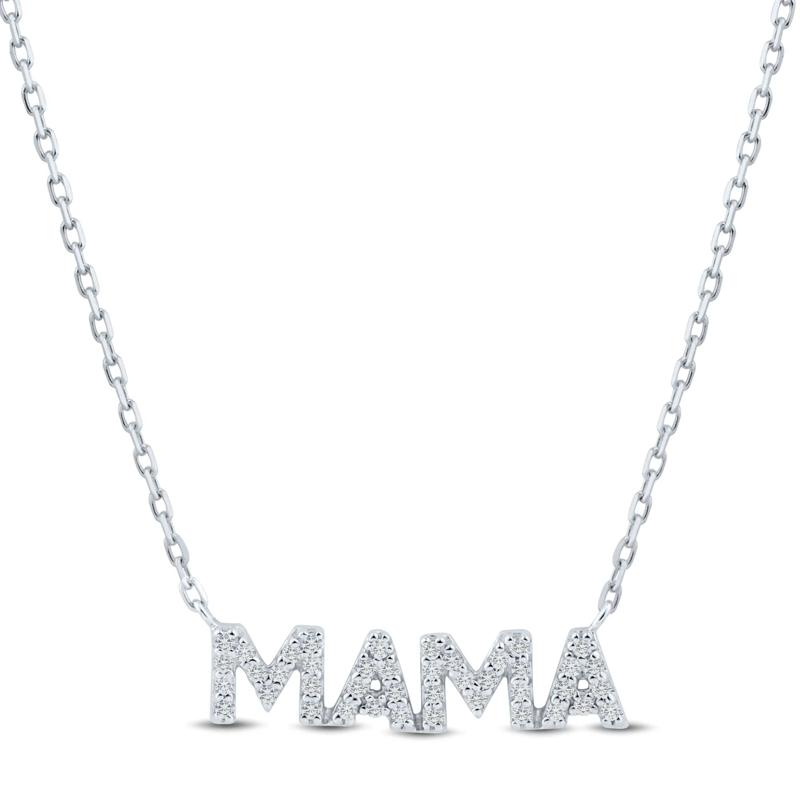 Diamond MAMA Necklace in 10K White Gold &#40;1/10 ct. tw.&#41; – Image 1 of 3