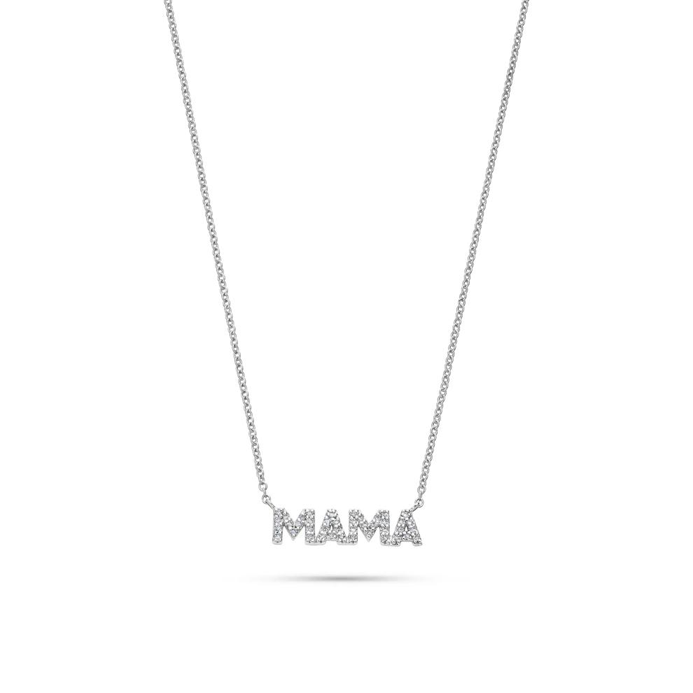 Diamond MAMA Necklace in 10K White Gold (1/10 ct. tw.) – Image 1 of 4