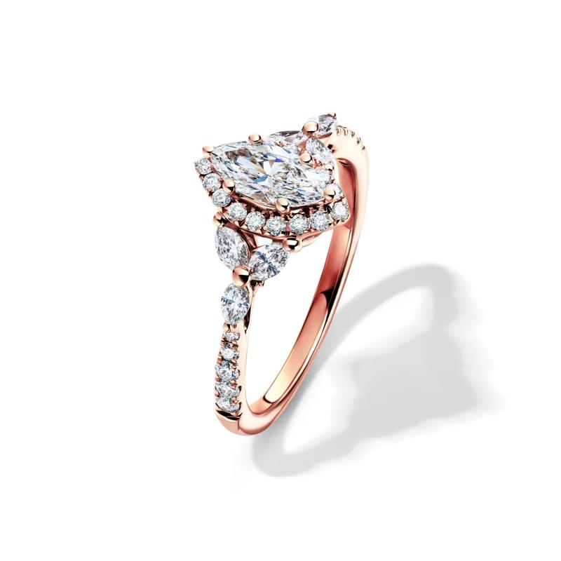 1 ct. tw. Marquise-Shaped Halo Diamond Engagement Ring in 14K Rose Gold  – Image 4 of 4