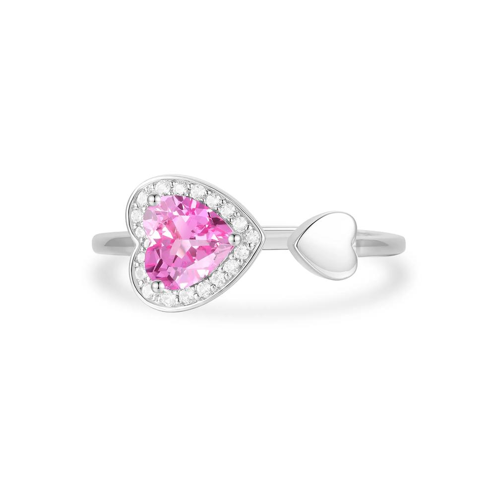 Lab-Created Pink Sapphire &amp; Lab-Created White Sapphire Heart Pendant, Bracelet, &amp; Ring Boxed Set in Sterling Silver – Image 2 of 4