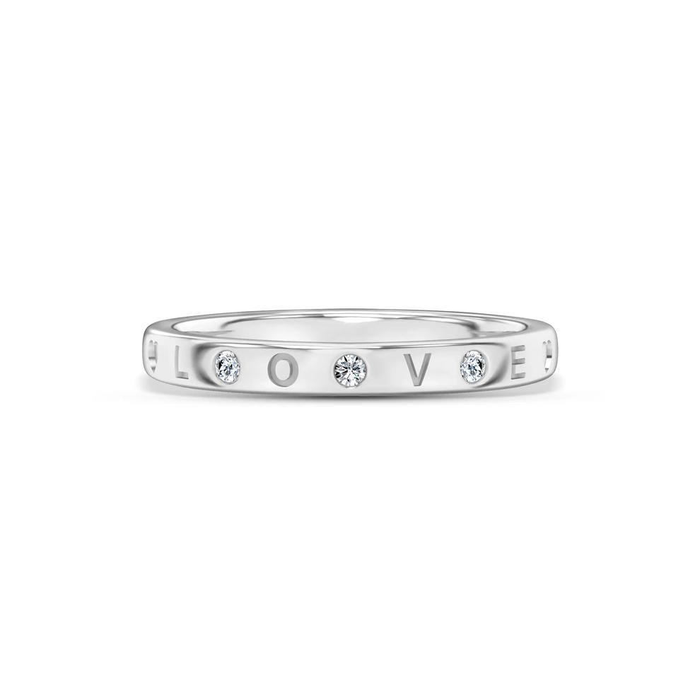 Diamond Accent "Love" Stack Band in 10K White Gold – Image 1 of 4