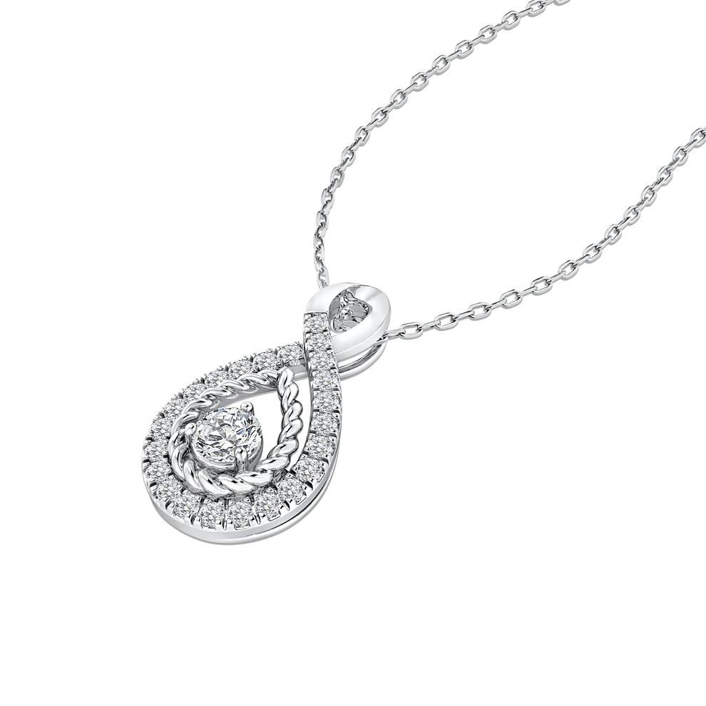 Diamond Pear-Shaped Pendant Necklace in 10K White Gold (1 ct. tw.) – Image 4 of 4