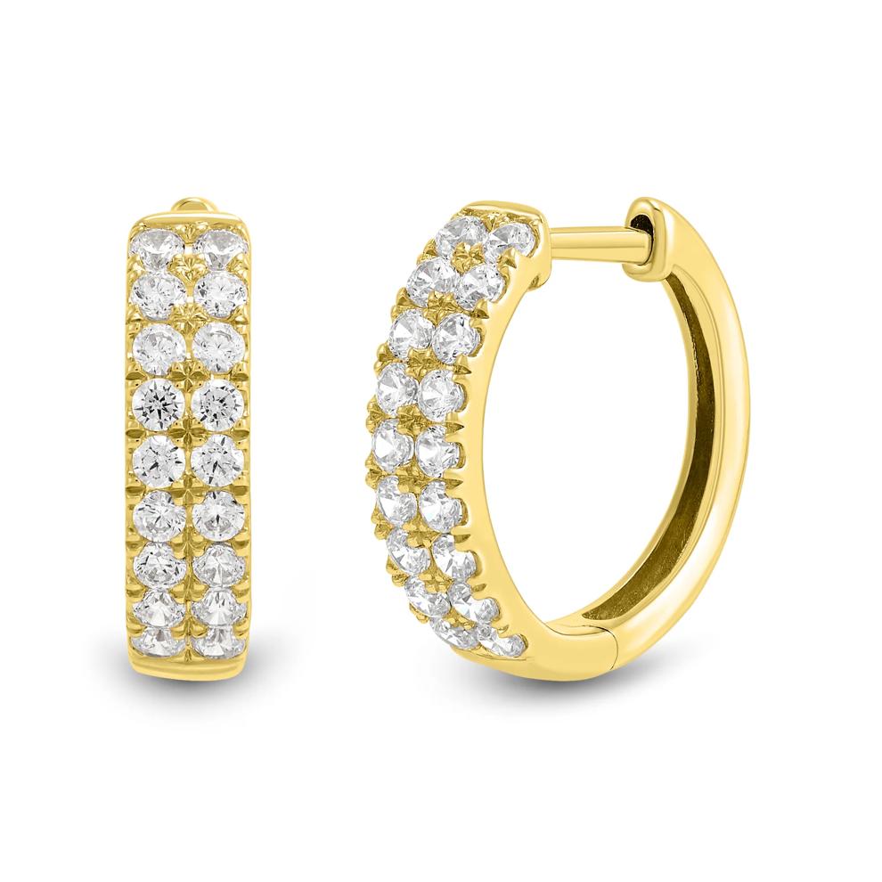 Lab Grown Diamond Two-Row Hoop Earrings in 14K Yellow Gold (3/4 ct. tw.) – Image 2 of 2