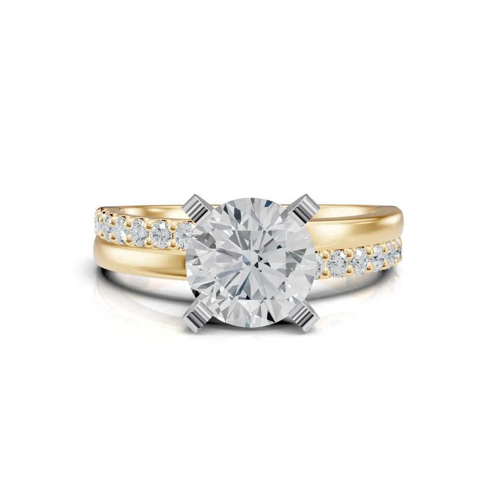 Lab Grown Diamond Semi-Mount Engagement Ring in 14K Yellow and White Gold (1/3 ct. tw.) – Image 4 of 6