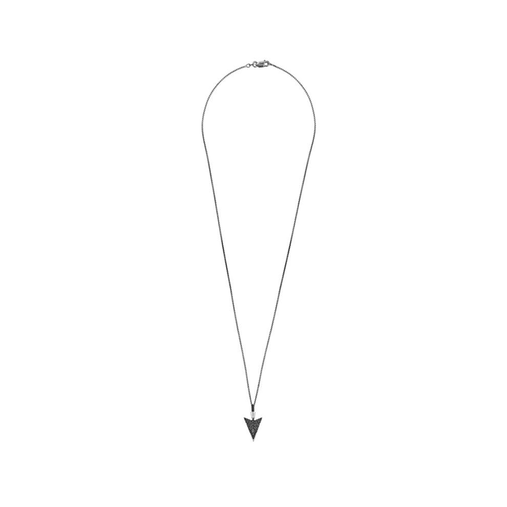 Black Diamond Arrowhead Pendant Necklace in Black Rhodium Sterling Silver (1/5 ct. tw.) – Image 3 of 4