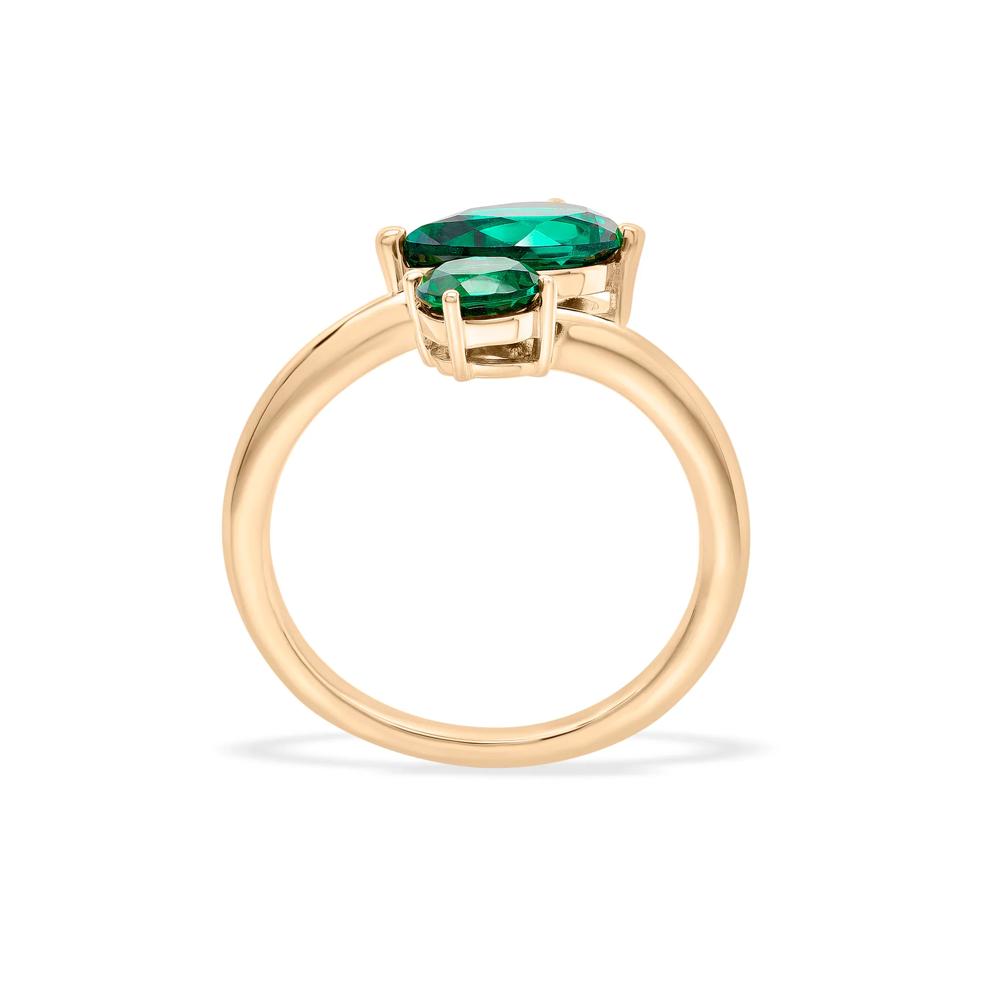 Lab-Created Emerald Bypass Ring in 14K Gold Vermeil – Image 2 of 4