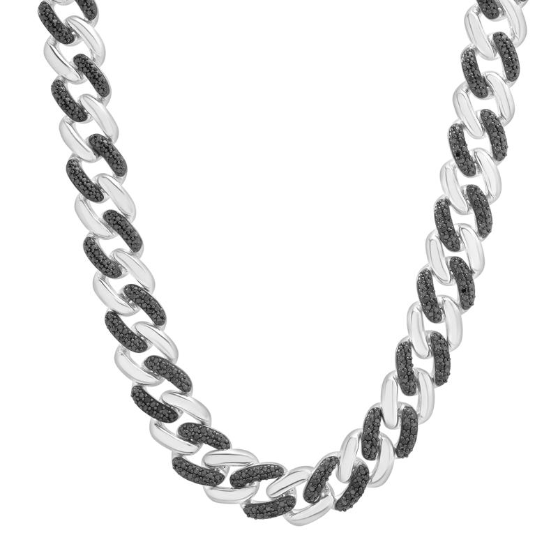 Black Diamond Curb Link Chain Necklace in Sterling Silver &#40;1/2 ct. tw.&#41; – Image 1 of 4