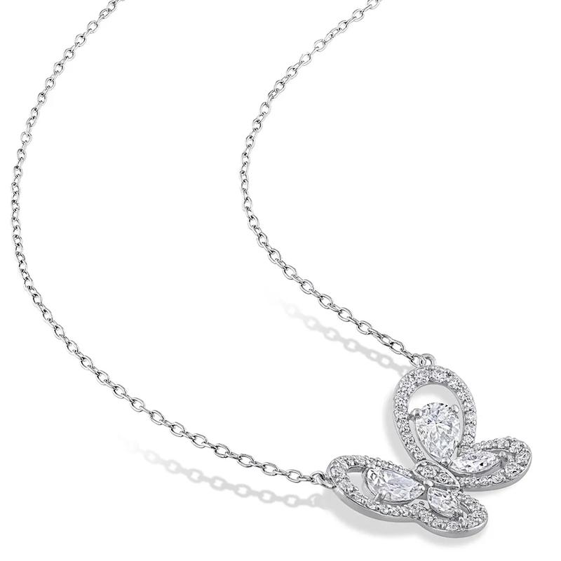 Moissanite Butterfly Necklace in Sterling Silver &#40;1 3/4 ct. dew&#41; – Image 2 of 4