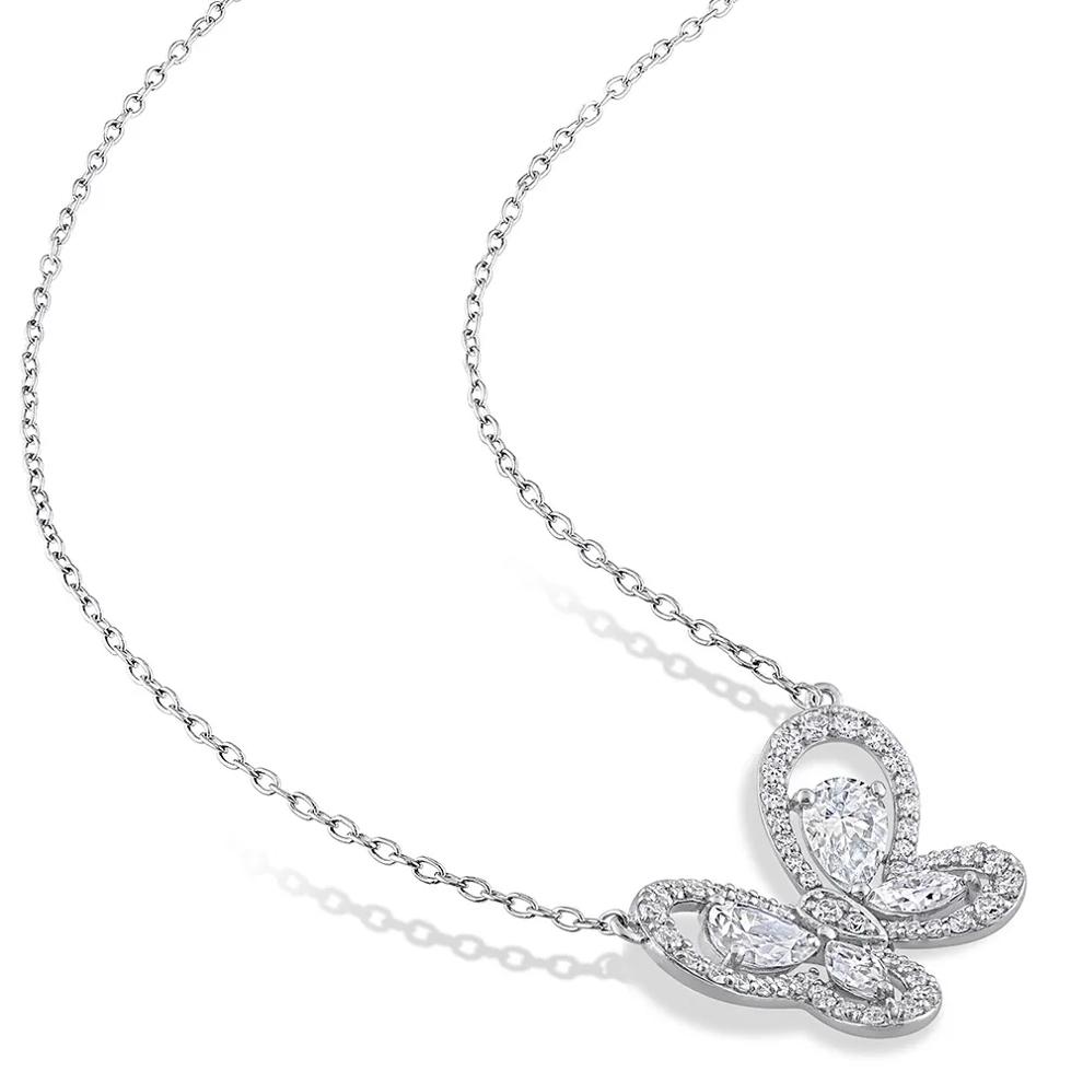 Moissanite Butterfly Necklace in Sterling Silver (1 3/4 ct. dew) – Image 2 of 4