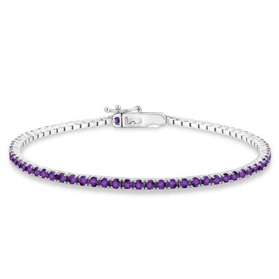Amethyst Stack Bracelet in Sterling Silver, 7"