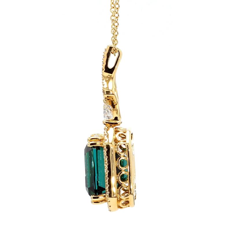 Emerald-Cut Tourmaline and Diamond Necklace in 18K Yellow Gold &#40;1/2 ct. tw.&#41; – Image 2 of 3