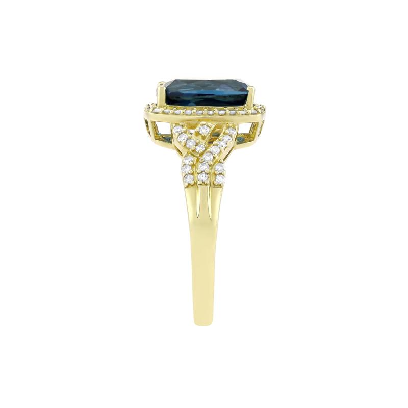 London Blue Topaz and Diamond Ring in 10K Yellow Gold &#40;1/3 ct. tw.&#41; – Image 3 of 3