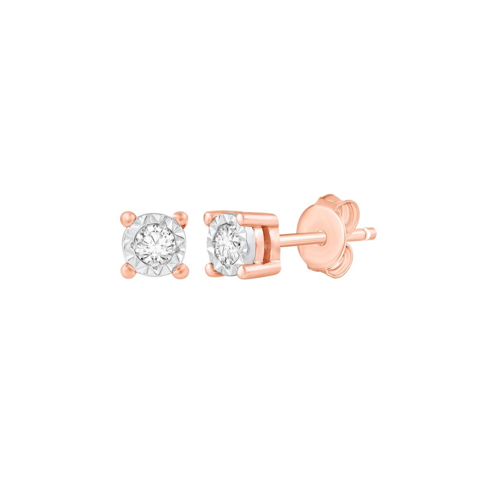 Diamond Illusion Earring Set in 10K Yellow, White and Rose Gold (1/4 ct. tw.) – Image 4 of 4