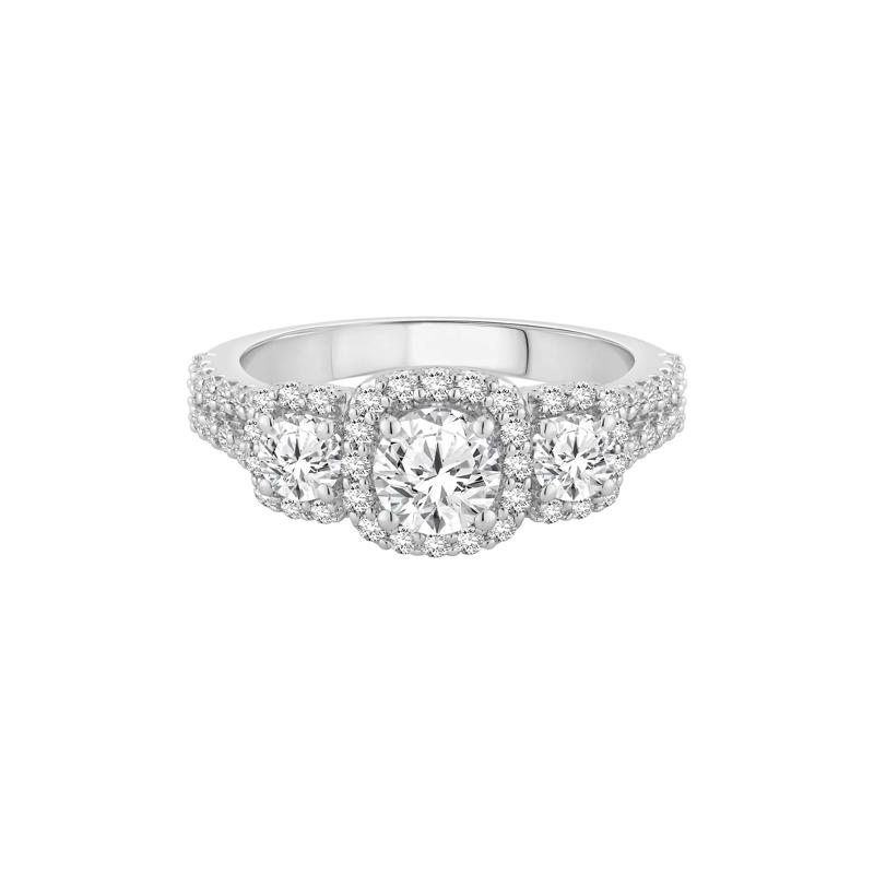 Diamond Halo Engagement Ring in 14K White Gold &#40;1 3/4 ct. tw.&#41; – Image 1 of 4