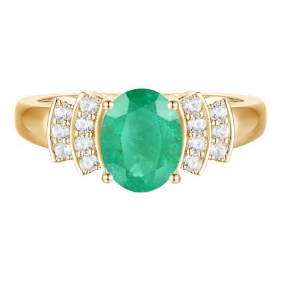 Emerald and Diamond Ring in 10K Yellow Gold (1/5 ct. tw.)