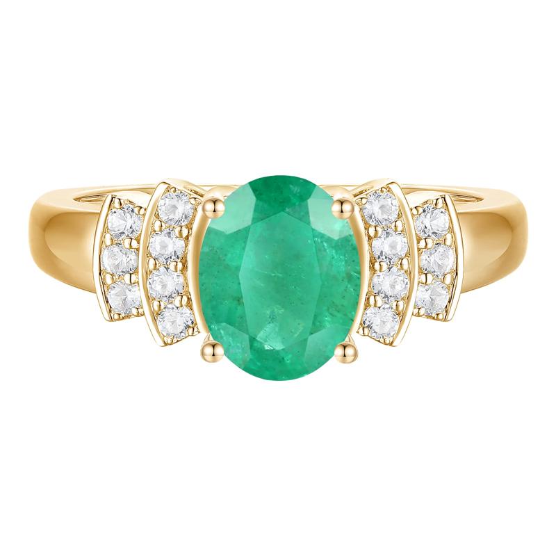 Emerald and Diamond Ring in 14K Yellow Gold &#40;1/5 ct. tw.&#41; – Image 1 of 3